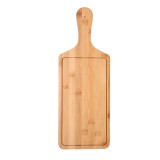 Platou Pufo din lemn de bambus cu maner pentru servire alimente, aperitive, pizza, 34 x 14, maro