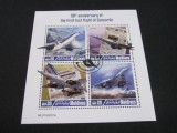 50 Ani de la Primul Zbor de Test Concorde, Avion Supersonic Legendar - Bloc Filatelic Maldive 2019, Aviatie, Stampilat
