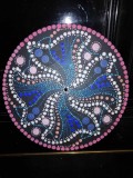 Mandala negru rotund pictat manual acrylic pictura rotunda neagra cu puncte decor perete pe disc vinil vinyl uzat de 12&rdquo;
