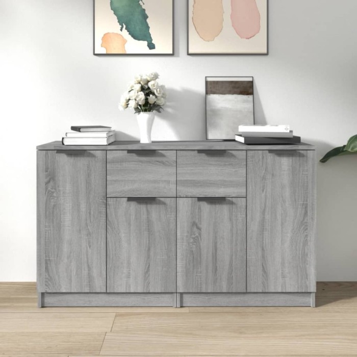 vidaXL Servante, 2 piese, sonoma gri, 60x30x70 cm, lemn prelucrat
