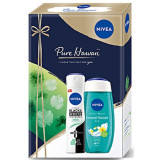 Cumpara ieftin Set cadou Nivea Pure Hawaii: Gel de dus, 250 ml + Deodorant spray Invisible Fresh BlackWhite, 150 ml