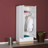 Dulap Haine Adore Base, 2 usi cu sertar si umeras, Alb, 80 x 198 x 52 cm
