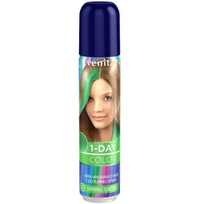 Spray colorant pentru par fixativ Venita, 1-Day Color, nr 03, nu contine amoniac sau oxidanti, Verde Intens foto