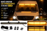 Cumpara ieftin Bară Girofar LED 47cm Galben Stroboscopic 12V 24V Telecomandă Slim IP65 Camioane Utilitare