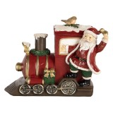 Figurina Mos Craciun, Trenulet polirasina multicolora 16x10x13 cm