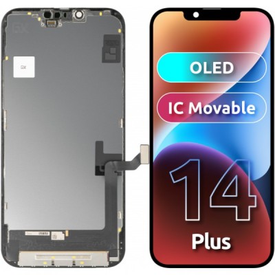 Display cu Touchscreen GX pentru Apple iPhone 14 Plus, cu Rama, Versiune OLED IC Movable, Negru foto