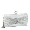 Geanta clutch argintiu cu brosa BYH8815 05