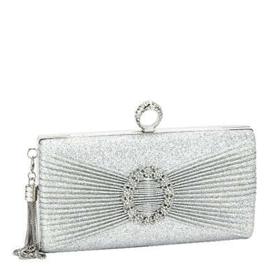 Geanta clutch argintiu cu brosa BYH8815 05 foto