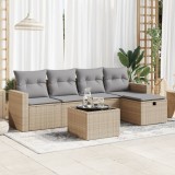 Cumpara ieftin Gossi set canapele de gradina cu perne, 6 piese, bej, poliratan