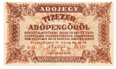 Ungaria 10 000 10000 Adopengo 1946 P-143 Seria 28181 foto