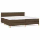 Cumpara ieftin Pat box spring cu saltea, maro inchis, 200x200 cm, textil