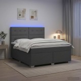 Cumpara ieftin Pat boxspring cu saltea Gri inchis 160 x 200 cm Tesatura