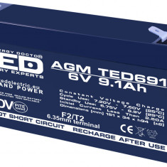 Acumulator AGM VRLA plumb acid 6V 9.1A 151x34xh95mm F2 TED Battery Expert Holland TED002990 5949258002990