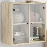 vidaXL Dulap de perete cu uși din sticlă, stejar sonoma, 68x37x68,5 cm