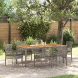 vidaXL Set de masă pentru grădină 7 pcs Gri poliratan 3334913