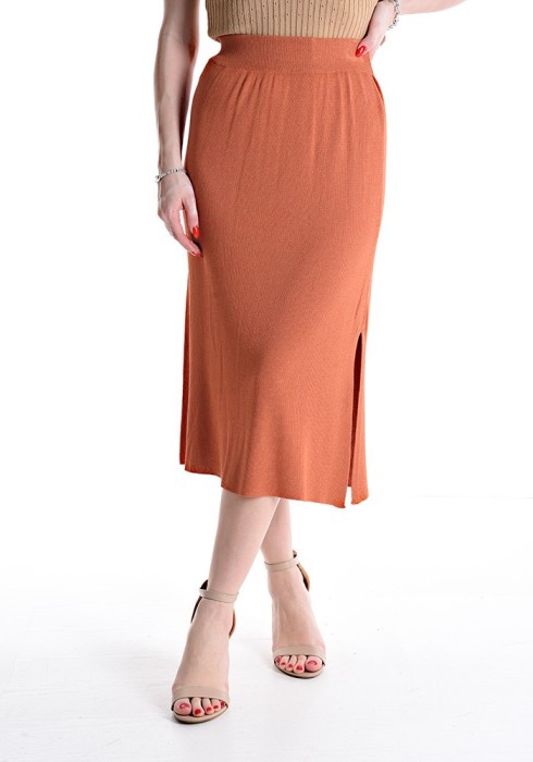 Fusta midi cu elastic si crepeu