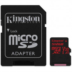 Card Kingston Canvas React microSDXC 512GB Clasa 10 UHS-I U3 V30 100Mbs cu adaptor SD foto
