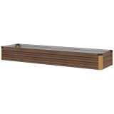 Outsunny Pat de Grădină Ridicat 405L, Jardiniere de Exterior din Oțel Galvanizat cu Bază Deschisă, pentru Plante, Flori și Legume, 240x60x30 cm, Imita