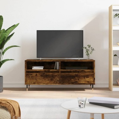 vidaXL Comodă TV, stejar fumuriu, 100x34,5x44,5 cm, lemn prelucrat foto