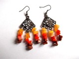 cercei piatra soarelui ,coral si agate 34023