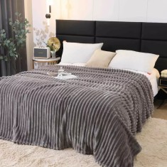 Patura Cocolino Gofrata Pentru Pat Dublu, Gri- JO159
