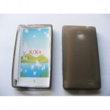 Husa Silicon TPU Gri/Transparent Nokia X - Protectie Premium