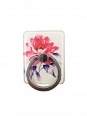 Suport telefon Diamonds tip inel metalic model Red Flower foto