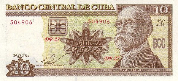 Cuba 10 Pesos 2014 - (Maximo Gomez) P-117 UNC !!!