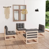vidaXL Set mobilier de grădină cu perne, 4 piese, lemn masiv de pin 3076309