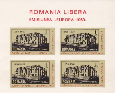 1969 Romania Exil - Minicoala NEDANTELATA EMISIUNEA EUROPA ,MNH. foto