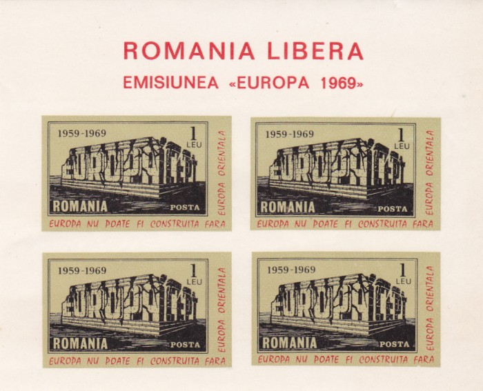 1969 Romania Exil - Minicoala NEDANTELATA EMISIUNEA EUROPA ,MNH.