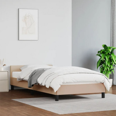 vidaXL Cadru de pat cu tăblie, cappuccino, 80x200 cm, piele ecologică foto
