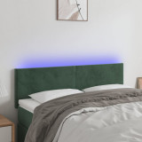 Cumpara ieftin Tăblie de pat cu LED, verde &icirc;nchis, 144x5x78/88 cm, catifea