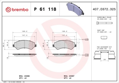 BREMBO P 61 118 PRIME LINE set placute frana,frana disc foto