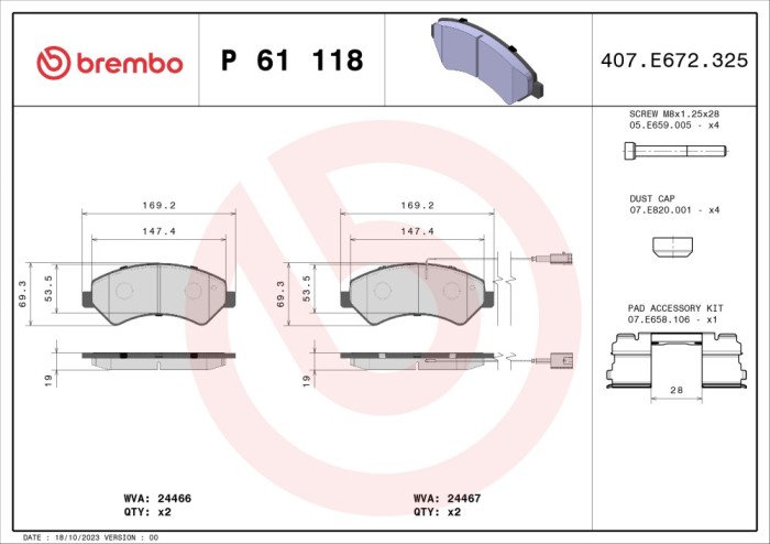 BREMBO P 61 118 PRIME LINE set placute frana,frana disc