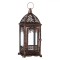 Felinar Decorativ Metalic, Model Dantelă, Culoare Bronz Brushed, Dimensiuni 12x12x31cm
