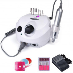 Set Manichiura Freza Electrica Profesionala Unghii 30000RPM White 202 + 3 Geluri Uv Unghii foto