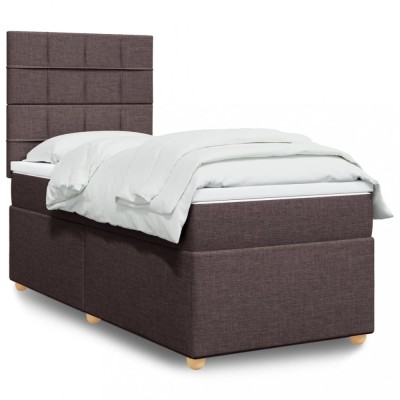 vidaXL Pat box spring cu saltea, maro &amp;icirc;nchis, 80x200 cm, textil 3293410 foto