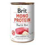 Brit Mono Protein, Vită cu Orez brun, Conservă hrană umedă monoproteică conținut redus cereale c&acirc;ini, (pate), 400g