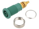 Conector banană 4mm soclu 32A 1kVDC verde aurit