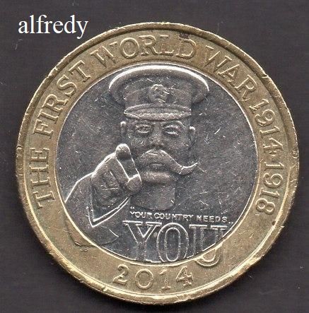 Anglia, Marea Britanie, 2014 2 Pounds, Comemorativa, WW I
