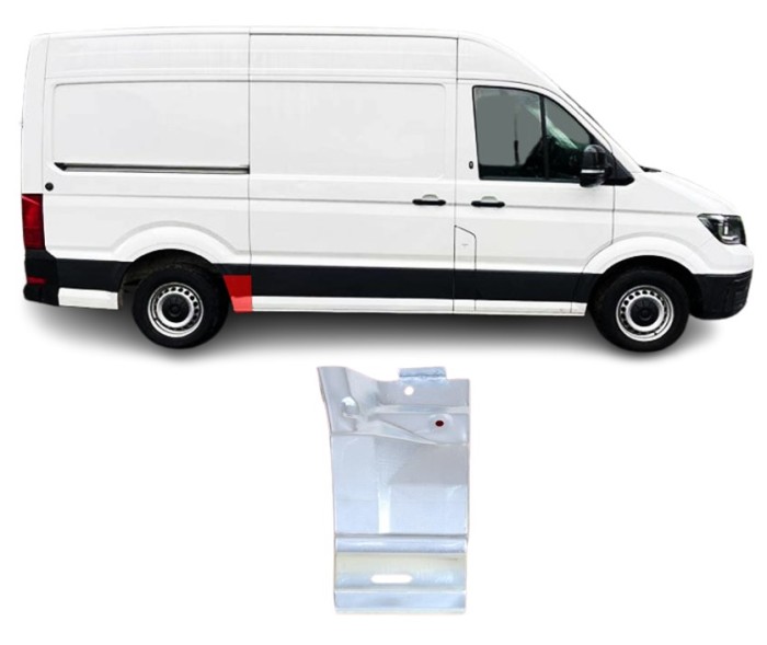 Segment reparatie aripa spate MAN TGE, 11.2016-, VW CRAFTER, 02.2017-, partea dreapta, KLOKKERHOLM, metal galvanizat; cu gauri ornament; in fata roti