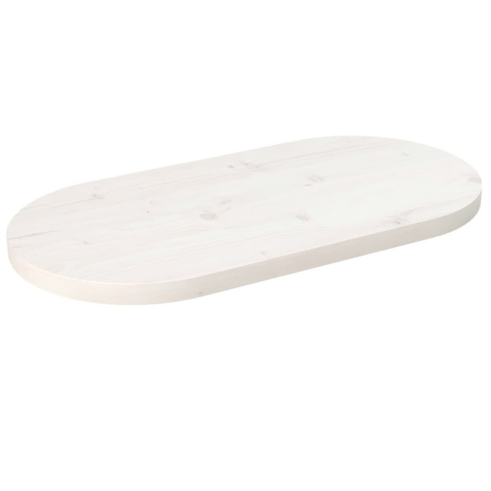 vidaXL Blat de masă, alb, 70x35x2,5 cm, lemn masiv de pin, oval 824346