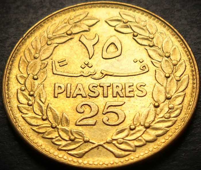 Moneda exotica 25 PIASTRES - LIBAN, anul 1972 * cod 3145 = UNC + LUCIU BATERE