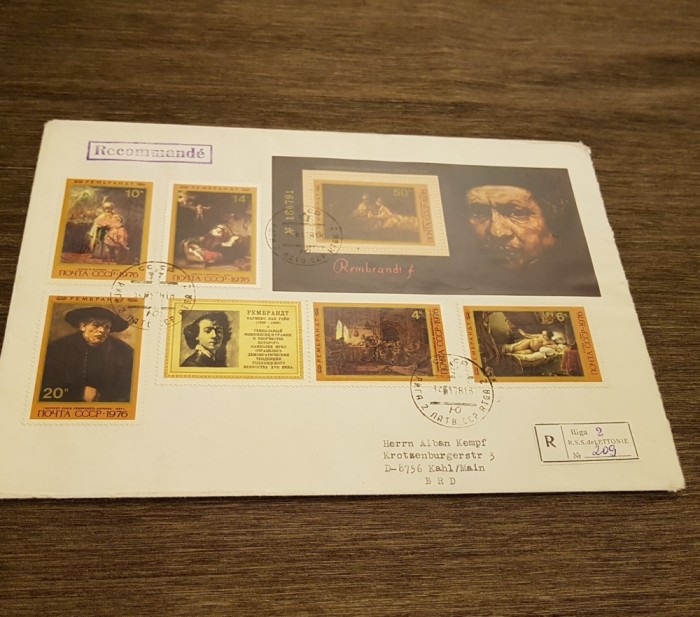 Plic filatelic URSS 1976. Rembrandt (Plic format mare)