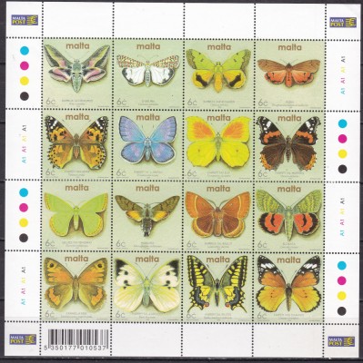 Malta 2002 fauna fluturi MI 1217-1232 kleib. MNH foto