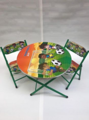 Masa rotunda pentru copii cu 2 scaune pliabile foto