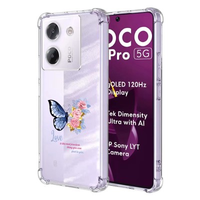 Husa antisoc pentru xiaomi poco m7 pro 5g - airbag tpu, col&amp;Egrave;uri ranforsate- butterfly albastru foto