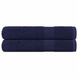 VidaXL Prosoape pentru saună 2 buc Albastru marin 360 g/m&sup2; 100% bumbac