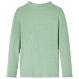 Tricou de copii cu m&acirc;neci lungi, guler tunică, verde mentă &icirc;nchis, 116, vidaXL